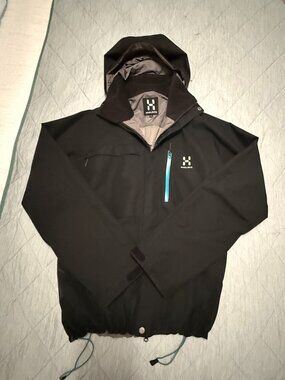 Mens Haglofs Astral GTX Gore Tex Shell Jacket Black/Blue XL